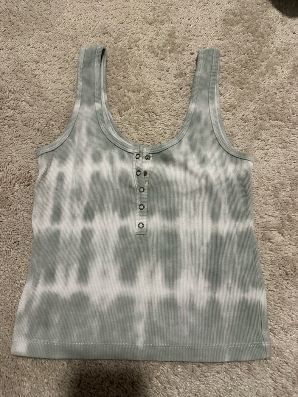 Abercrombie & Fitch Sage and White Ribbed Henley Tank